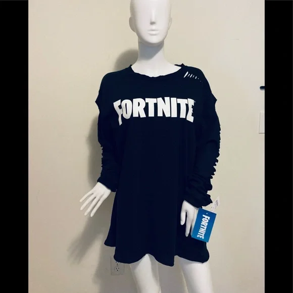 FORTNITE RIPPED DETAIL TSHIRT DRESS - Picture 5 of 16